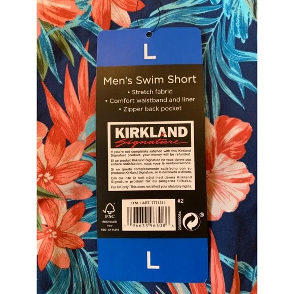 NWT Kirkland Swim Trunks Men's Size Large Tropical Shorts - Picture 5 of 7